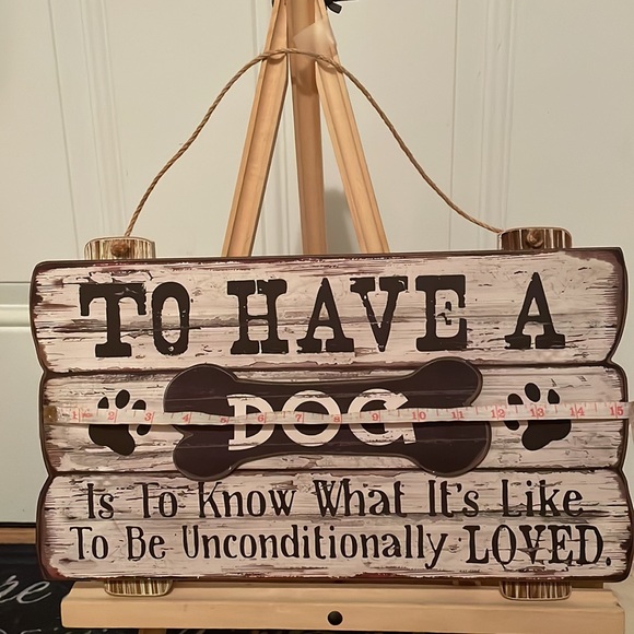 New with tags- hanging wooden sign, dog bone w:saying. Vintage/shabby chic look - Picture 5 of 5